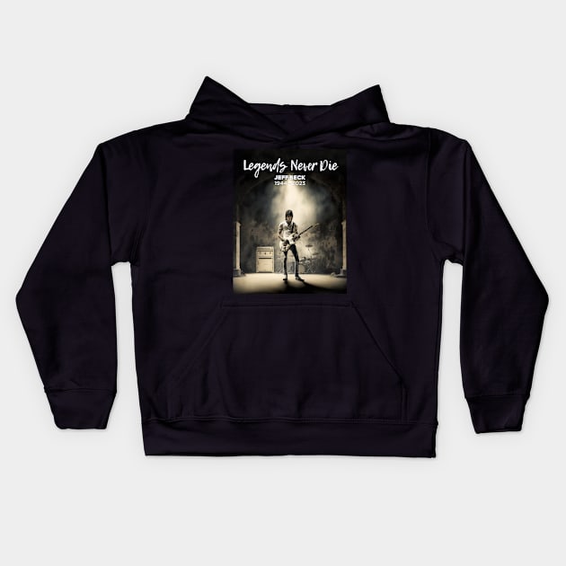 Jeff Beck No. 2: Legends Never Die , Rest In Peace 1944 - 2023 (RIP) Kids Hoodie by Puff Sumo